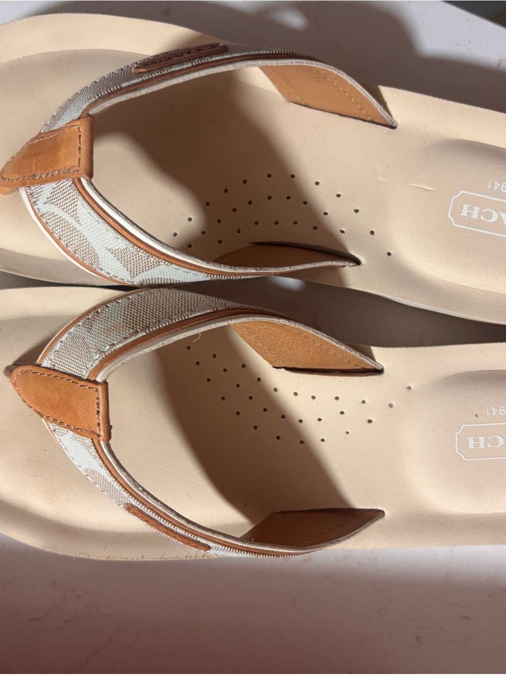 Coach nude flip flops